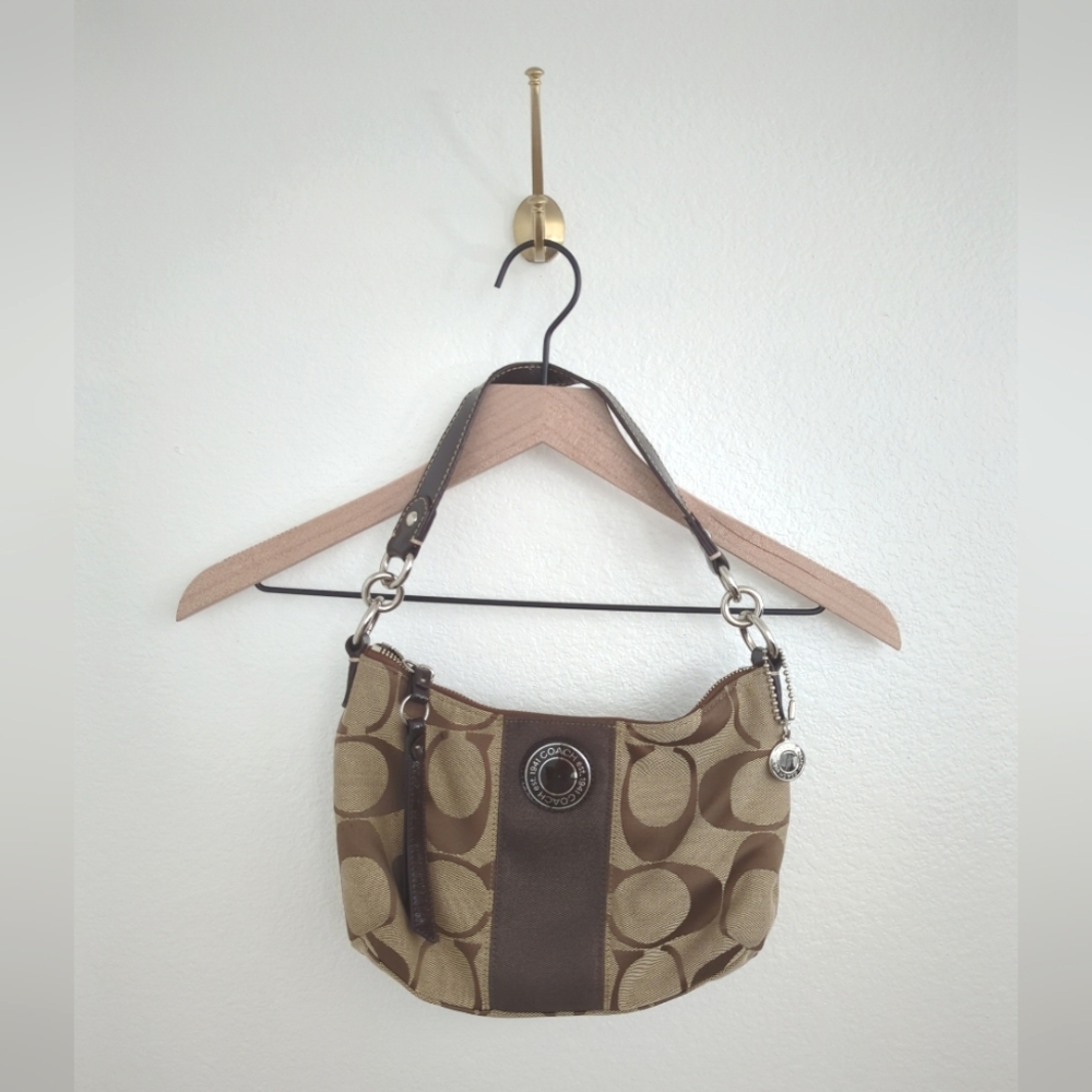 Classic COACH Purse BROWN MEDIUM CANVAS Handbag, Monochrome, Y2K, Classic, Clean